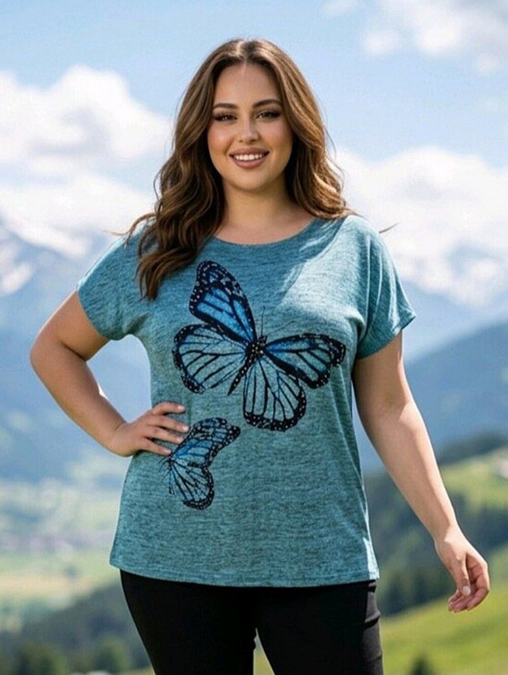 🦋 NWT Butterfly Graphic Plus Size Tee Nature Core Boho Iridescent Lavish 2X/3X